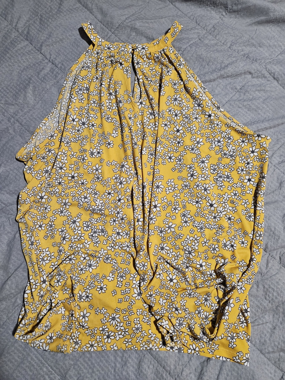 Lane Bryant Yellow Daisy Floral Halter Neck Top Keyhole Size 18/20